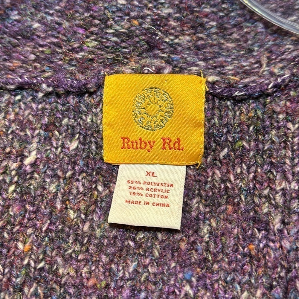Ruby Rd. Purple Fringe Cardigan - Picture 9 of 10